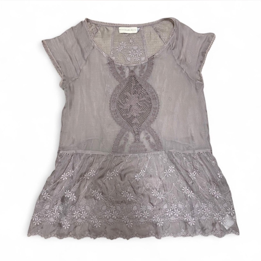 Vintage Lavender Purple Silk Lace Sheer Top